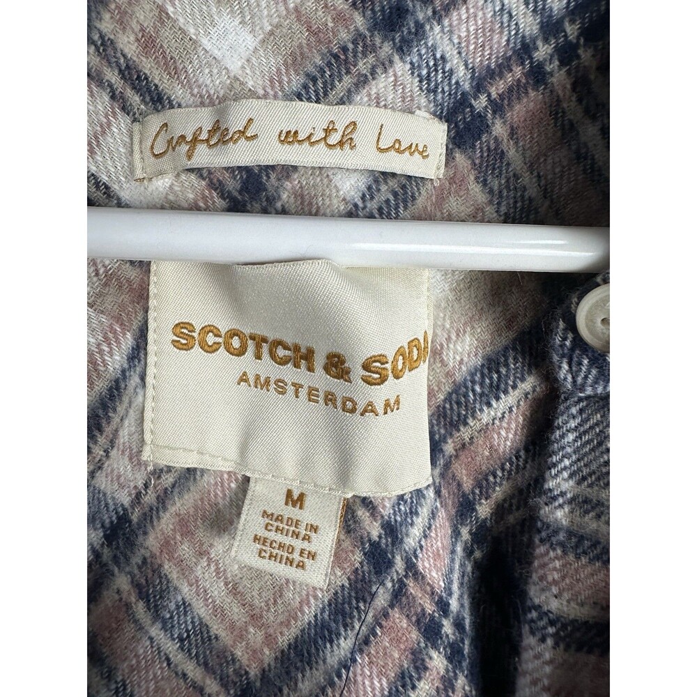Scotch & Soda Plaid Flannel Womens Crop Slouch Medium Button Up Top Long Sleeve - Picture 2 of 7